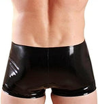 Man's Latex Rubber Boxer Shorts with Crotch Handmade Underwear,Black,X-Large