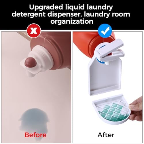 KMOUANTS Laundry Detergent Dispenser Cup Holder,Nozzle Upgraded Labor-Saving Switch Easily No More runny or Messy Laundry Detergent, Laundry Cup Holder and drip Tray Room Organization and Storage
