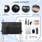 Walker Bag with Cup Holder, Walker Accessories for Seniors Detachable, Foldable Walker Basket with Big Capacity, Best Gift- Black (Not Fit Rollator Walkers)