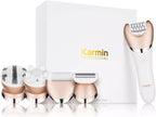 Karmin 5 in1 Wet Dry Epilator for Women Hair Removal, Cordless Electric Shaver, Trimmer, Facial, Body, Arm, Leg Hair Remover, USB Rechargeable, Waterproof, Shave, Exfoliate, Smooth, Buff, Massage