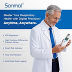 Sonmol Digital Peak Flow Meter Portable PEF Forced Expiratory Volume FEV1 Tester with Red Yellow Green Risk Indicator