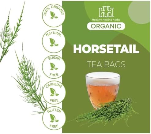 Healthy Healing Herbs Organic Horsetail Tea Bags – 100 Count | Pure Herbal Leaf Blend | Naturally Earthy Flavor | Caffeine-Free Premium Herbal Tea