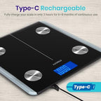Etekcity Rechargeable Smart Scale for Body Weight, Digital Bathroom Scale with BMI, Body Fat, Muscle Mass, Accurate Weighing Machine for People Sync with Smartphone App, 400lb