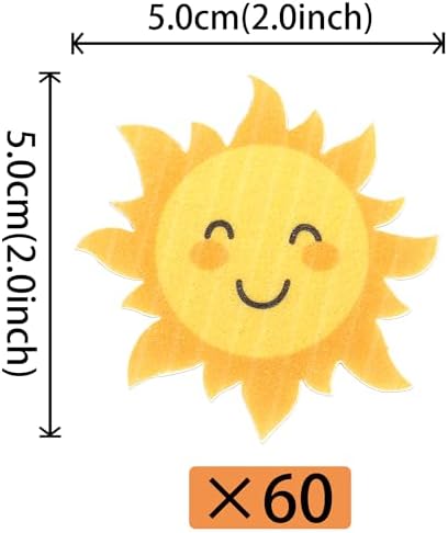60 PCS Edible Sun Cupcake Toppers Wafer Paper Sunflower Smile Face Cupcake Picks Edible SunShine Cupcake Decorations for Baby Shower Kids Boys Girls Birthday Wedding Party Cake Decorations Supplies