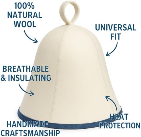 Premium Sauna Hat – 100% Natural Wool, Handmade Sauna Headwear for Men and Women – Eco-Friendly, Breathable