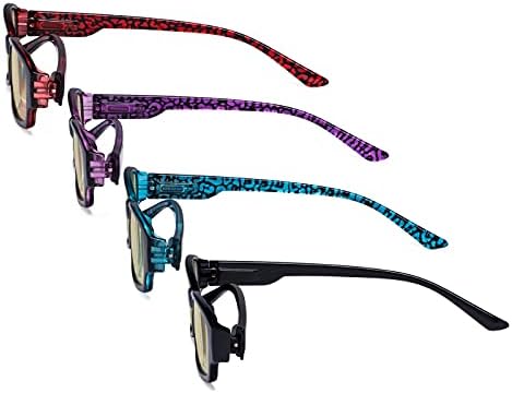 Eyekepper 4-pack Reading Glasses Blue Light Blocking for Women Yellow Tinted +2.00