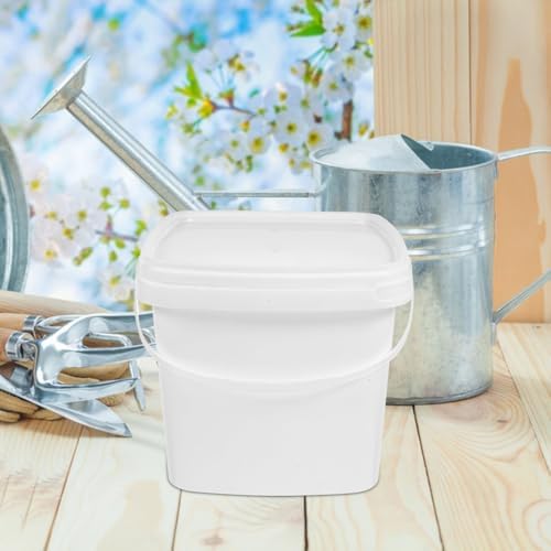 DECHOUS 1.32 Gallon Square Plastic Bucket with Lid - Food Grade Bucket Pail with Pail Handles for Storing Dry Food, Camping, Fishing