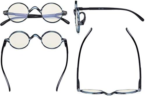 Eyekepper Round Blue Light Filter Glasses Women Men - Blocking UV Ray Anti Screen Glare Computer Readers - Blue/Tortoise +2.00