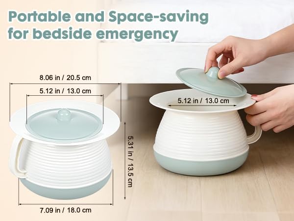 Homoyoyo Chamber Pot for Women and Kids with Lid - Portable Pee Pot and Urine Bucket with Handle - Ideal for Emergencies Camping Bedside Hospital or Night Use Urinal Potty Training (8x8x5 in)