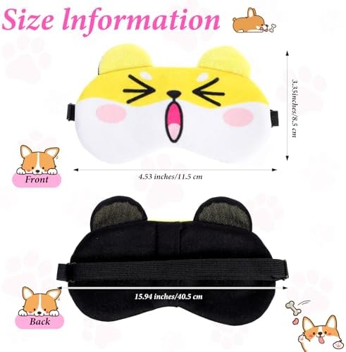 6 Pcs Cute Kids Sleep Mask Funny Animal Sleeping Mask Cartoon Cat Dog Face Eye Cover Soft Lightweight Blindfold Adjustable Kitty Eyeshade for Girls Boys Women Men Travel Relax Nap Party