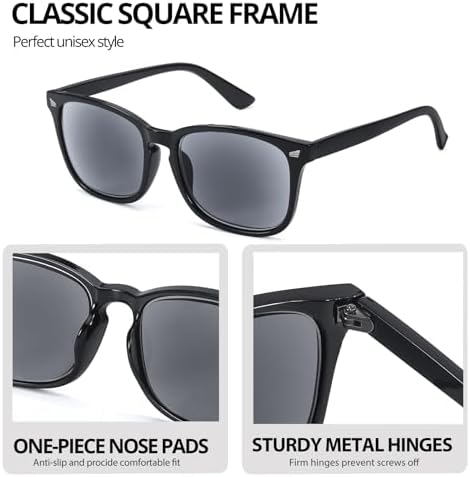 VIEWBETTER Full Lens Reading Sunglasses for Women Men, Vintage UV400 Protection Sun Readers - Not Bifocal
