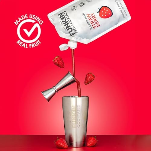 Funkin Pro Strawberry Puree for Cocktails, Cooking & Baking, Real Fruit Cocktail Ingredients, Puree Mixer 1 kg