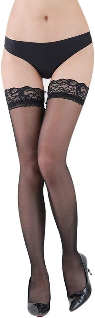 Ultra-Thin Transparent Lace Stockings Tall Sexy Temptation Hold-Up Ladies Stockings Knee Socks for Women 2 Pairs