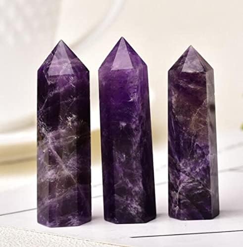 1PC Natural Crystal Column Quartz Rock Mineral Specimen Crystal Point Quartz Rainbow Wand Home Decor Stone,Dream Amethyst,50-60mm