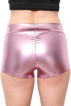 SACASUSA Shiny Stretchy Metallic Rave Mini Booty Shorts Dance Bottom Hot Pants