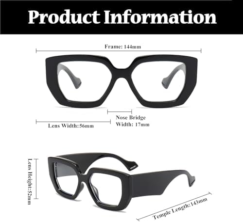 LJCZKA Thick Frame Blue Light Glasses Women Men Oversized Fashion Square Computer Glasses Anti Eyestrain Eyeglasses