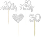 Gyufise 24Pcs 30th Anniversary Cupcake Toppers Heart Cake Toppers Pearl Wedding Anniversary Heart Cake Decoration for Wedding Anniversary Celebration Party Supplies