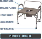 DMI Bedside Commode, Portable Toilet, Commode Chair, Raised Toilet Seat with Handles, Holds up to 500 Pounds with Included 7 qt Commode Bucket, Adjustable from 19-23 Inches, Extra Wide Commode