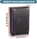 JUXYES PU Leather Tarot Card Protective Case, Sun Moon Pattern Design Tarot Deck Storage Pouch, Tarot Card Holder Tarot Pouch Bag for Playing Cards and Standard Size Tarot Cards Tarot Deck
