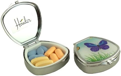 Designer Pill Box by Houder - Decorative Pill Case with Gift Box - Carry Your Meds in Style (Butterfly)