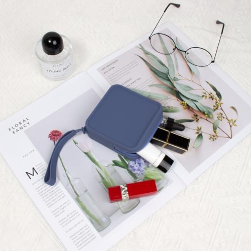 Silicone Mini Makeup Bag Pouch for Purse, Small Cosmetic Travel Bag Zipper Pouch Waterproof Cute Coin Purse Portable Makeup Storage Bag Travel Toiletry Organizers Bag for Women Girls