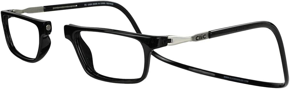 Clic Magnetic Reading Glasses - Adjustable Neck Hanging Readers - Secure Fit with Rigid Headband - Executive XL (XL-XXL, Black, 3.00 Magnification)
