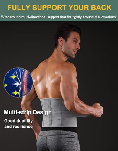 Back Brace for Lower Back Pain Men Women, Back Support Brace & Elastic Supports Belly Band Stomach Wrap Waist Belt Waist Trainer, Waist Brace Waist Trainer for Men Sciatica Pain Relief (Black, XXL)