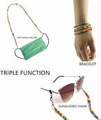 Decker Colorful Bead Women’s eyeglass chain eyewear retainer Mask Holder Reading glass Necklace Lanyard (Rainbow Beads)