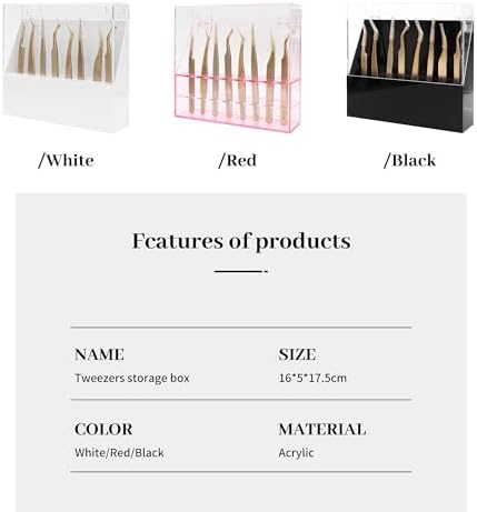 Tweezers Storage Box 8 Holes Holder Lash Tweezers Storage for Eyelash Extensions Eyelash Professional(Black,Only the Box)