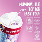 Edible Mermaid Sprinkles 4 Cell Pink Blue Purple Shell Pearls Sugar Jimmies Nonpareils Sanding Sugar Sprinkle Mix for Cake Decorations Baking Ice Cream Cookies Cupcake Topper 6.5 ounces