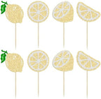 Gyufise 24Pcs Lemon Cupcake Toppers Glitter Fruit Theme Summer Lemonade Cupcake Picks for Kid Baby Shower Party Decorations Boy Girl Birthday Cake Party Supplies Gold