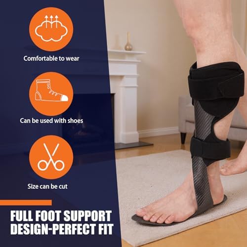 Carbon AFO Foot Drop Brace - Lightweight Drop Foot Brace for Men & Women, Ankle Foot Orthosis for Drop Foot, Stroke Recovery, Ankle Instability, Nerve Damage - Fits in Shoes, Adjustable & Trimmable (Right, Medium)