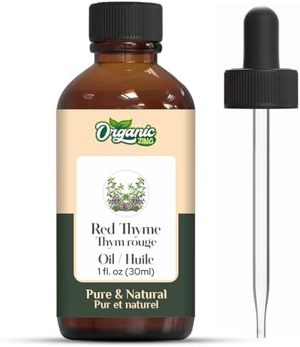 Organic Zing Red Thyme (Thymus vulgaris) Oil | Pure & Natural Essential Oil for Aroma, Skincare & Massage- 30ml/1.01fl oz