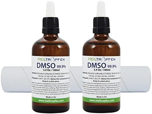 2X DMSO 99.9% Pharma grade ingredients | Low odor - Dimethyl sulfoxide liquid | 2X 3.4 Oz - 2X 100 ml | High purity | Set of two | Heiltropfen®