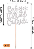 Rsstarxi 36 Pack snowflake Cupcake Toppers Winter Snowflake Baby It's Cold Outside Cupcake Picks Baby Shower Cake Decorations for Winter Frozen Snowflake Baby Shower Christmas Birthday Party Silver