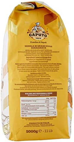 Antimo Caputo Semolina Wheat Flour 11 LB Bag Bulk (5 Kg) - Italian Durum Semola Di Grano - All Natural Dough for Fresh Pasta