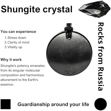 Pendant - Circle Base - Wearing this Shungite Necklace Improves and Protect Your Energy Flow - Stone from Russian Mine