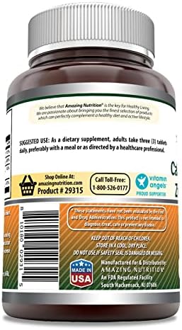 Amazing Formulas Calcium Magnesium Zinc D3 - 300 Tablets Per Bottle Supplement (Calcium 1000mg - Magnesium 400mg - Zinc 25mg Plus Vitamin D3 600 IU - Per Serving of 3 Tablets)