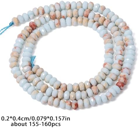 Song Xi 115PCS Shoushan Stone Rondelle Stone Beads, 2x4mm Natural Abacus Disk Gemstone Beads for Jewelry Making, DIY, Bracelet Necklace Earrings and Craft Supplies Making