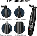 Electric Shaver for Women, 4 in 1 Lady Shaver Bikini Trimmer Rechargeable Electric Razor Wet and Dry Hair Removal for Face Eyebrow Nose Fingers Arms Legs Underarms (Black)