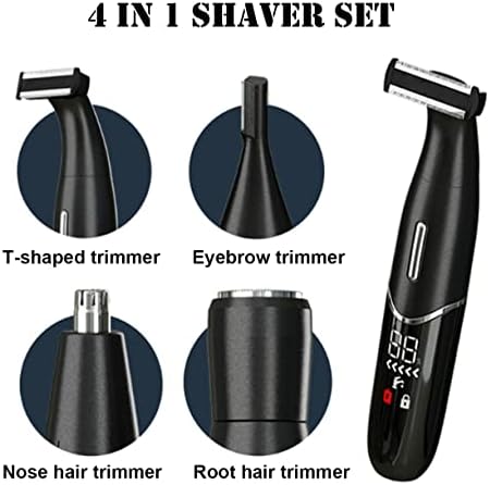 Electric Shaver for Women, 4 in 1 Lady Shaver Bikini Trimmer Rechargeable Electric Razor Wet and Dry Hair Removal for Face Eyebrow Nose Fingers Arms Legs Underarms (Black)