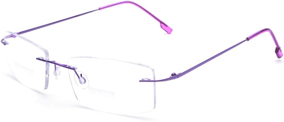 Fuisetaea Rimless Frame Bifocal Reading Glasses Flexible Titanium Alloy +1.75 Lightweight Readers Bifocal Glasses
