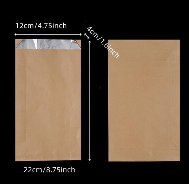 Foil Hamburger Wrappers,Aluminium Foil Lined Bags Storage Temperature, Perfect for Sandwiches,BBQ,Hot Dog,Kraft Food Wrapping Paper Sheets for Picnic,Festival (Brown, Small(Pack of 50))