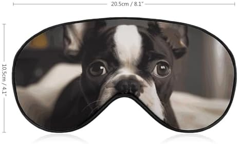 Cute Boston Terrier Sleep Mask for Women Men, Soft Eye Mask with Adjustable Strap for Sleeping, Light Blocking Travel Blindfold for Nap Comfortable Eye Cover for Home Office