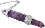Nupuyai Crystal Point Stone Pendant Necklace for Unisex, Healing Crystals Pendulum Divination Reiki Chakra