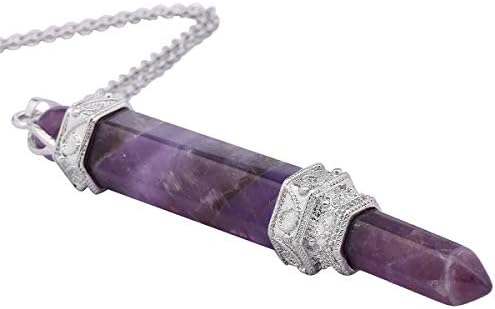 Nupuyai Crystal Point Stone Pendant Necklace for Unisex, Healing Crystals Pendulum Divination Reiki Chakra