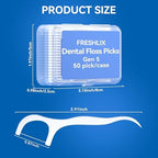 FRESHLIX Dental Floss Picks 500 Count Tooth Picks Flossers Gen 3 Toothpicks Sticks to Remove Plaque & Protect Gingivae for Adults & Kids Teeth Cleaning