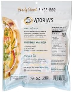 Atoria's Family Bakery Mini Traditional Naan Flatbread 8 Pack | 32 Individual Mini Naans | Fresh Baked, All Natural, GMO Free and No Artificial Preservatives or Flavors 8-Packs of 4 Sheets (32 Sheets)