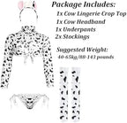 Women Sexy Cow Lingerie Set Anime Maid Cosplay Costume Sexy Roleplay Costumes Crop Top Set with Underpants Headband Stockings