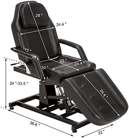 BarberPub Salon SPA Massage Bed Tattoo Chair Facial Adjustable Table Beauty Equipment 0100 (Black)